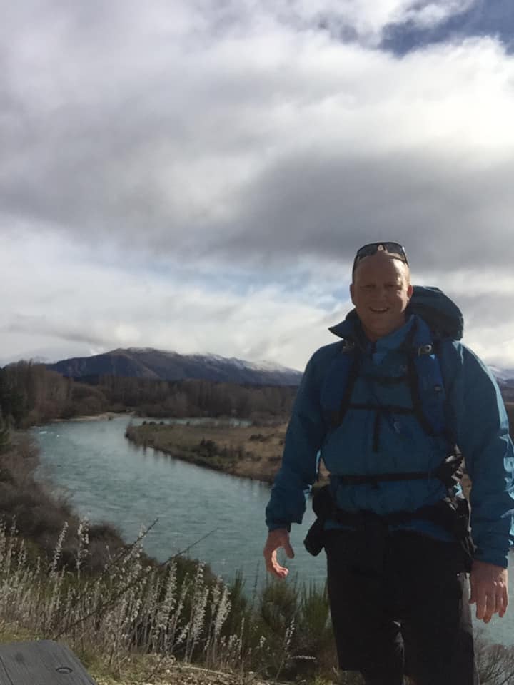 Rob Hutchings running Clutha River Trail on a scouting mission for Clutha River Swim