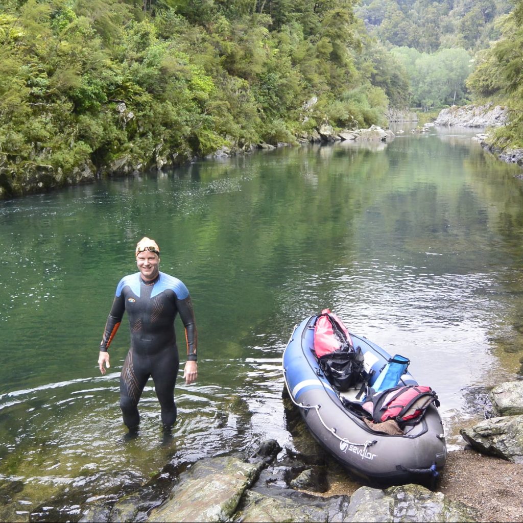 Rob Hutchings in the Pelorus River Swim