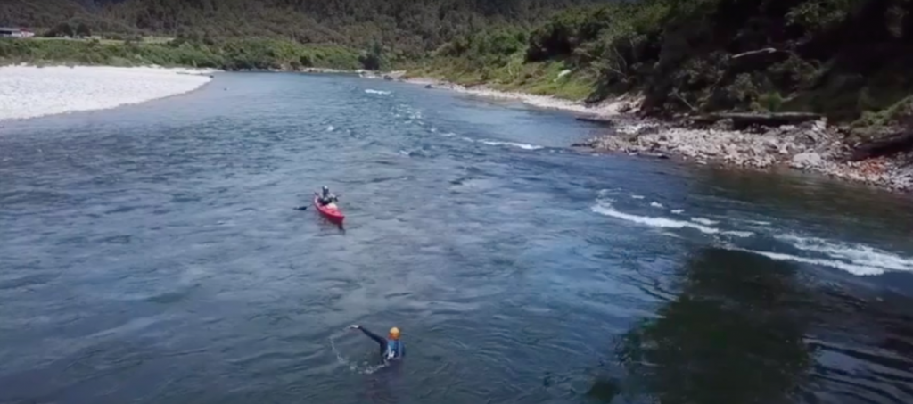 Rob Hutchings swimming the Buller Gorge